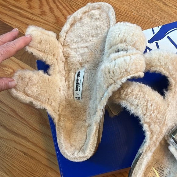 Birkenstock Arizona Shearling Suede Leather Sandal Size 8 New in Box - Picture 14 of 15